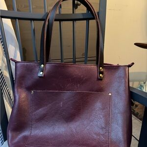 Portland Leather Plum Medium Zip Tote